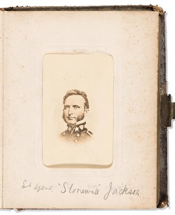 (CIVIL WAR--CONFEDERATE.) Carte-de-visite album of mostly Confederate Civil War notables including Davis and Lee.